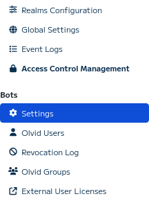 Realm settings button in keycloak administration console