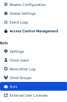 Settings button for the bot in the Keycloak administration console