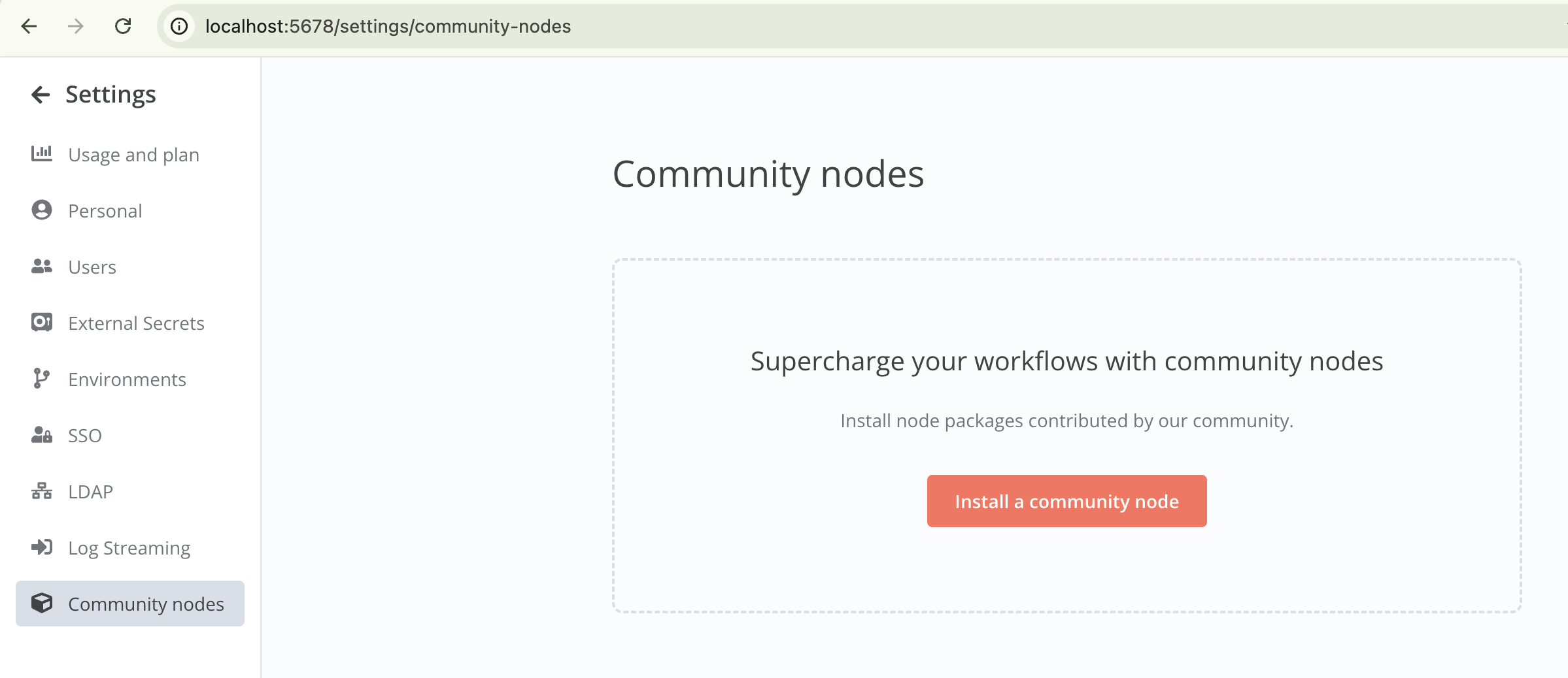 Community Nodes page in N8N